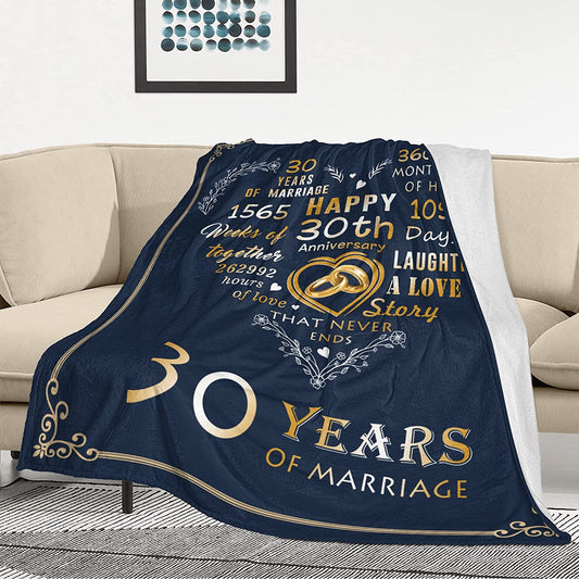 30Th Anniversary Blanket 30Th Pearl Wedding Anniversary Couple Gifts For Dad Mom Parents Friends 30 Years Of Marriage Throw Blankets Gift For Husband Wife Her Him MI0372