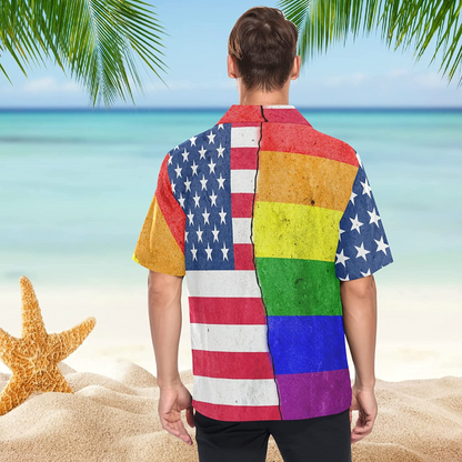 Gay Hawaiian Shirts In Usa Flag Background, Hawaiian Shirts Gay, Lesbian Hawaii Shirt, Gift For Couple Gaymer HO4600