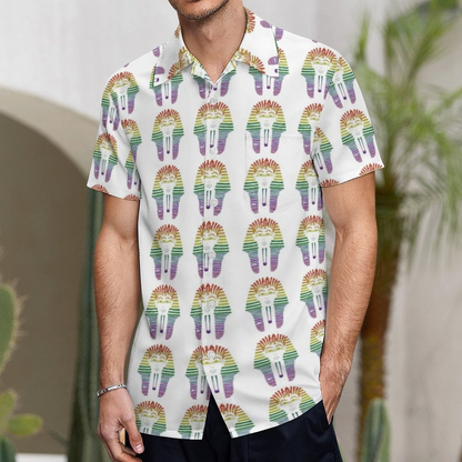 Rainbow Gay Lgbtq Pride Month Egyptian Pharaoh Hawaiian Vintage Shirt Mens Button Down Tropical Hawaii Beach Shirts HO4520