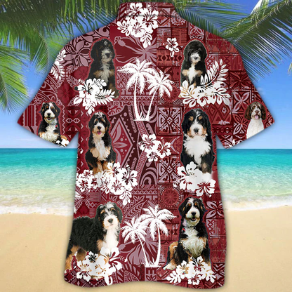 Bernadoodle Red Hawaiian Shirt, Hawaiian shirt For men, Women, Aloha Shirt For Summer HO1312