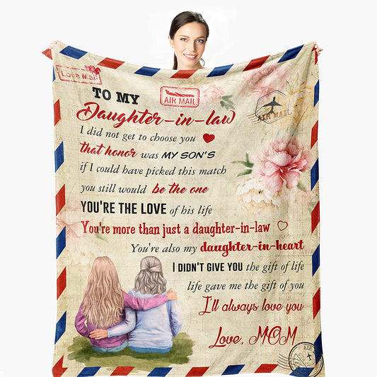 To My Daughter-In-Law Blanket From Moms Daughter In Law Gift Ideas Birthday Gifts For Daughter In Law Flannel Fleece Throw Blankets Anniversary Wedding Presents Bedroom Sofa MI0432