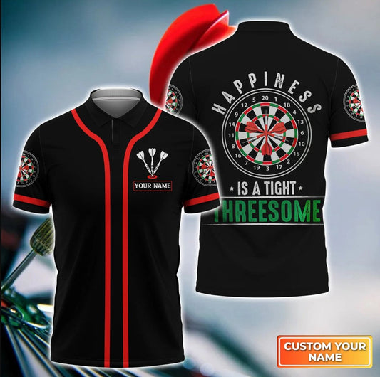 Lasfour Dart Personalized Name Happiness Is A Tight 3some 3D Shirt DMA0376