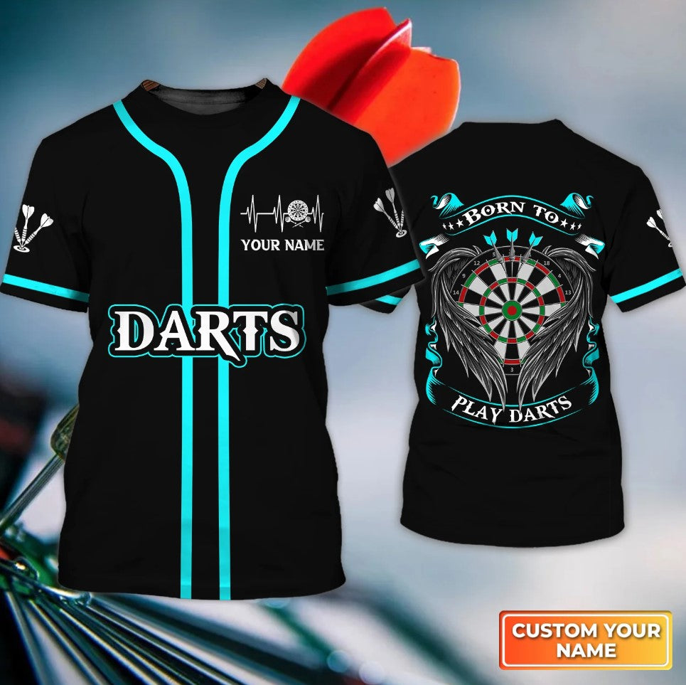 Lasfour Dart Personalized Name Born To Play Darts 3D Shirt DMA0373