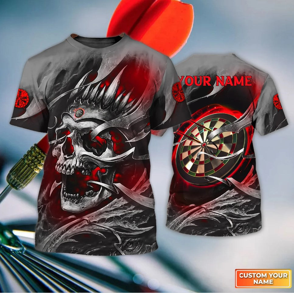 Lasfour Dart Personalized Name Red King Skull Dartboard 3D Shirt DMA0371