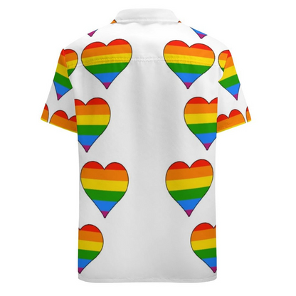 Lgbtq Rainbow Heart Gay Pride Cute Hawaiian Vintage Shirt Mens Button Down Plus Size Tropical Hawaii Beach Shirts HO4590