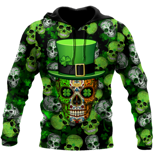 Shamrock Skull Flag Pattern St.Patrick Day All Over Printed Shirt, Happy Saint Patrick's Day For Irish Man PO0275