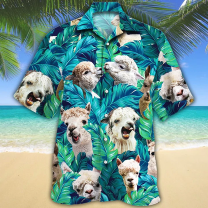Alpaca Lovers Hawaiian Shirt, Tropical Alpaca Men Hawaiian Shirts - Casual Button Down Short Sleeve Shirt HO2486