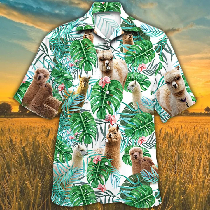 Alpaca Lovers Tropical Plant Hawaiian Shirt, Alpaca Hawaiian shirt, Hawaiian shirts for men, women HO2565