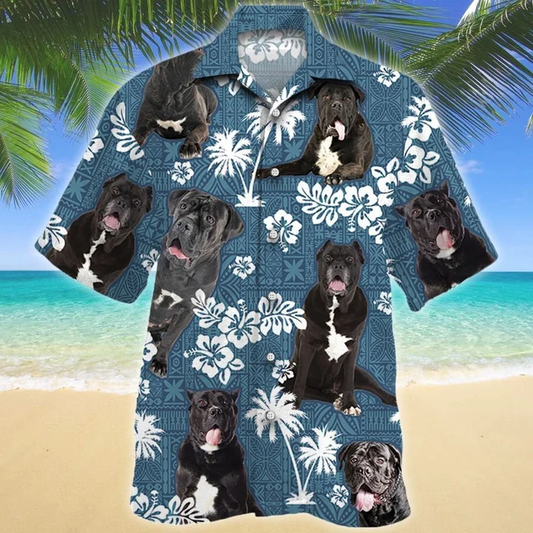 Adorable Pet Cane Corso Dog Blue Tribal Hawaiian Shirt, Short Sleeve Hawaiian Aloha Shirt for men and women HO1831