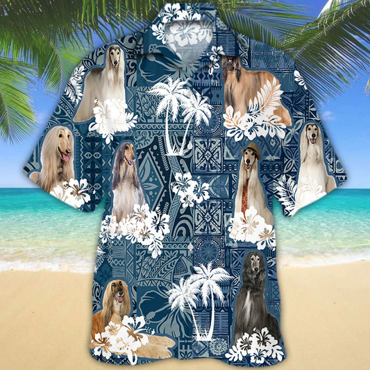 Afghan Hound Hawaiian Shirt, Dog Hawaiian Shirt Men, Short Sleeve Hawaiian Aloha Shirt HO2427