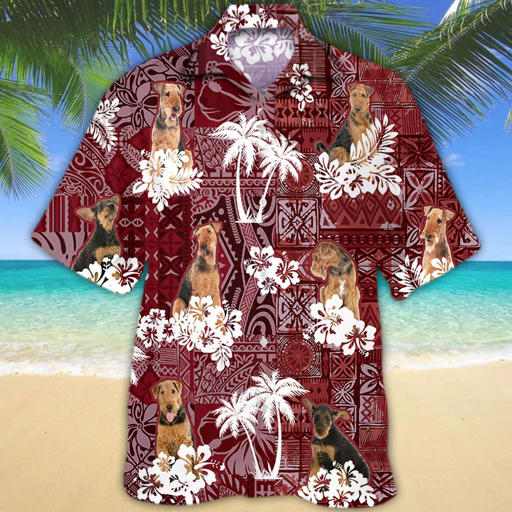 Airedale Terrier Hawaiian Shirt, Tropical Shirts, Gift For Him, Funny Hawaiian Shirts HO1300