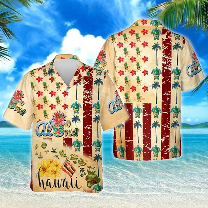 Aloha Summer Vibes Flowers And Leaves On Beige Background Hawaiian Shirt HO1195