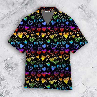 Rainbow Heart Lgbt Hawaiian Shirt, Amazing Lgbt Hawaiian Shirt, Hawaiian Pride, Gift For Gaymer HO4505