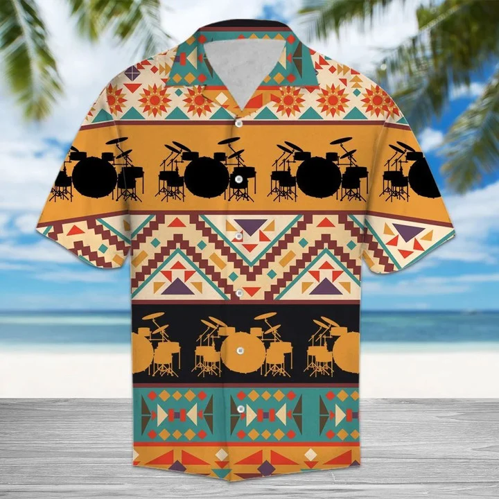 Amazing Drums With Geometric Hawaiian Shirt HO1764