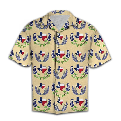 Amazing Map And Flag Of Texas Bluebonnet Pattern Hawaiian Shirt HO1654