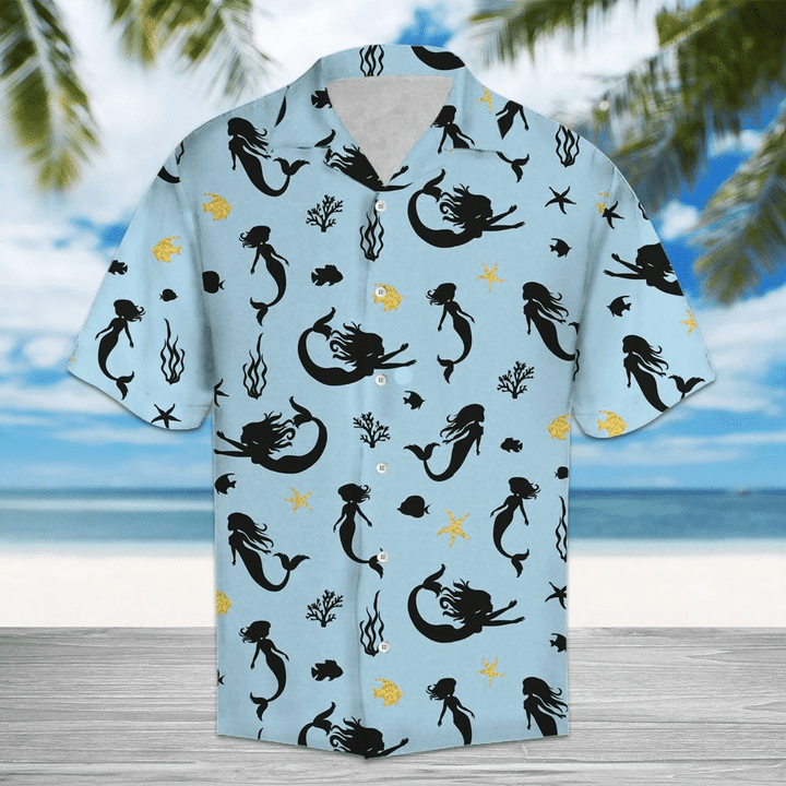Amazing Mermaid Pattern Blue Theme Hawaiian Shirt HO1617