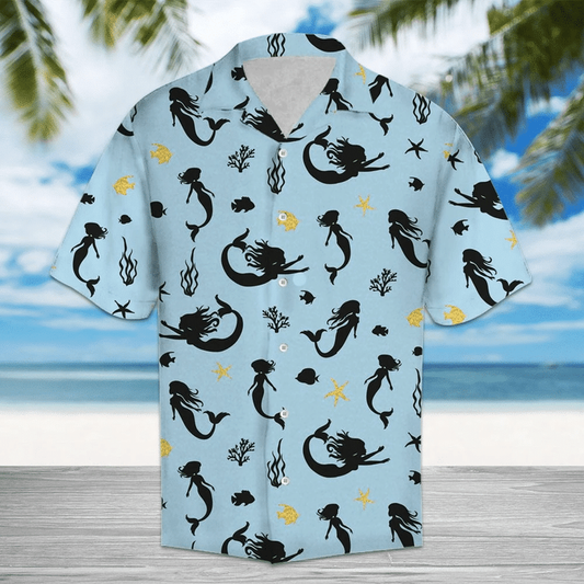 Amazing Mermaid Pattern Blue Theme Hawaiian Shirt HO1617