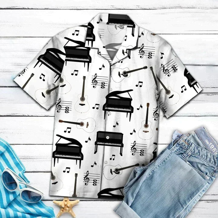 Amazing Piano Musical Instrument Pattern Hawaiian Shirt, Idea Gift for Guitar Lover HO3801