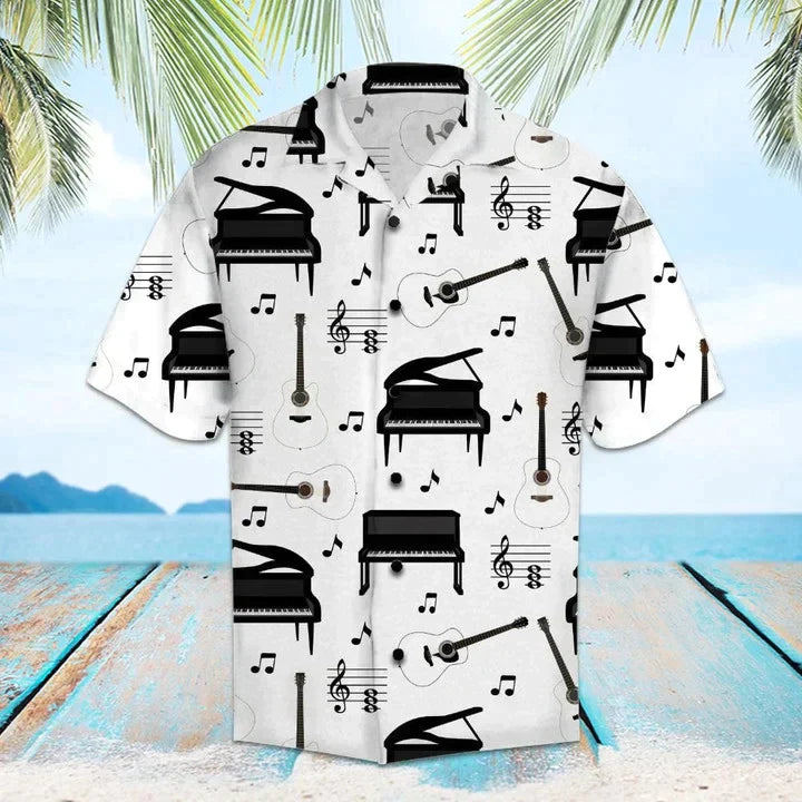 Amazing Piano Musical Instrument Pattern Hawaiian Shirt, Idea Gift for Guitar Lover HO3801