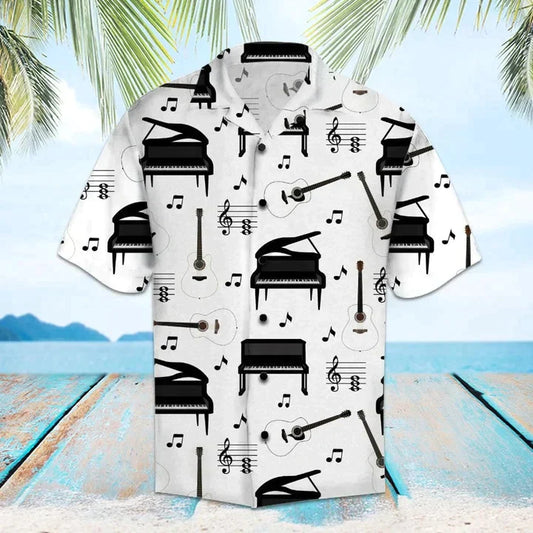 Amazing Piano Musical Instrument Pattern Hawaiian Shirt, Idea Gift for Guitar Lover HO3801