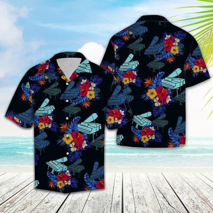 Amazing Piano With Hibiscus Design Hawaiian Shirt HO2065