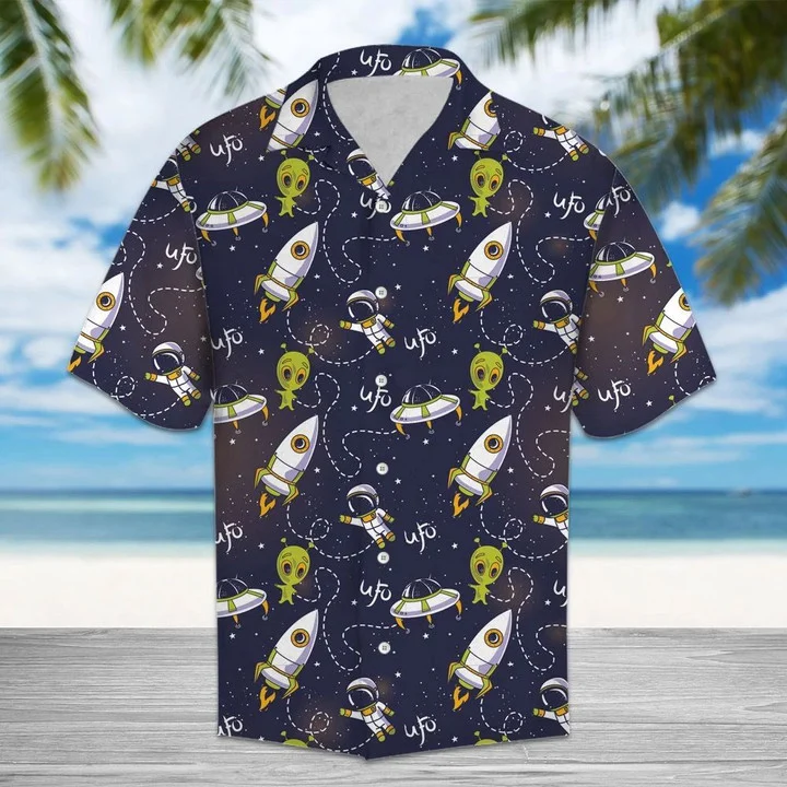 Amazing Ufo And Alien On Space Design Themed Hawaiian Shirt, Summer hawaii shirt for Men women HO1738