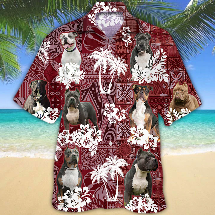 American Bully Dog Hawaiian Shirt, Tropical Shirts, Gift For Him, Funny Hawaiian Shirts HO1295