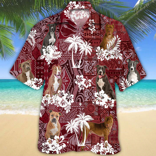 American Pit Bull Red Hawaiian Shirt, Hawaiian shirt For men, Women, Aloha Shirt For Summer HO1306