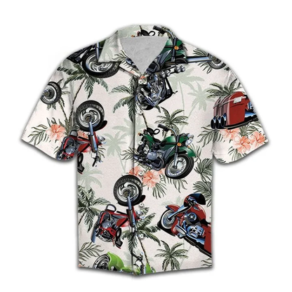 Anniversary Gifts Motorbike Tropical Palm Trees Vintage Style Pattern Hawaiian Shirt HO1614