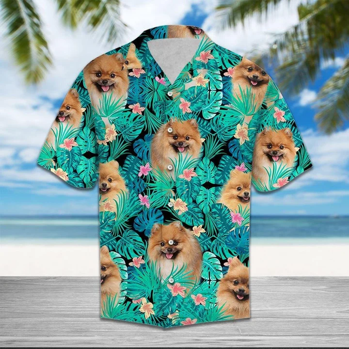 Appealing Love Of Pomeranian Tropical Jungle Hawaiian Shirt HO1848