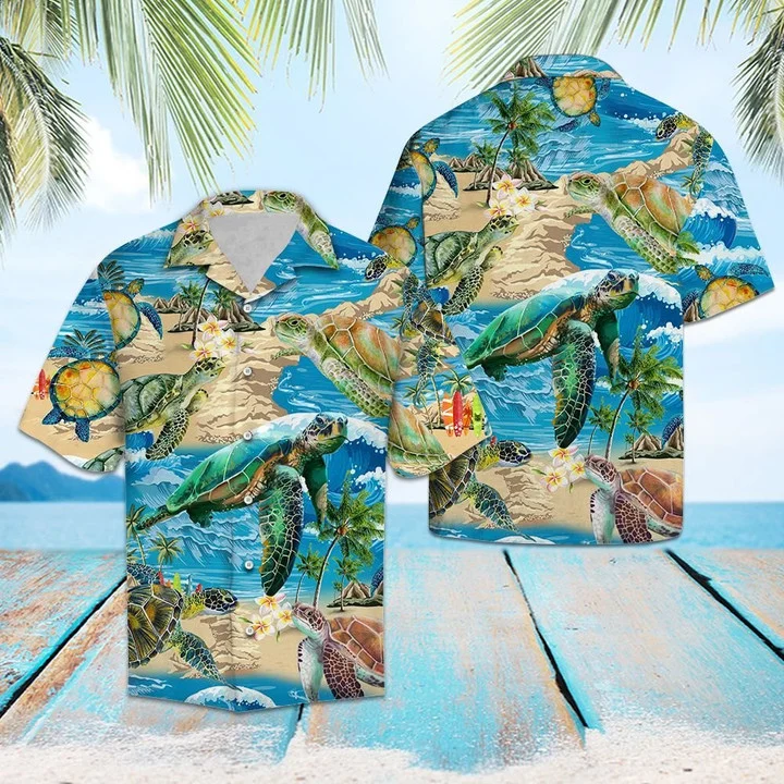 Appealing Turtle Beach Summer Vacation Pattern Hawaiian Shirt HO2163
