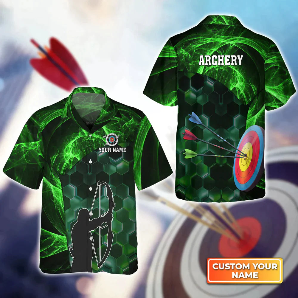 Archer And Target Board Green 3D Hawaiian Shirt, Gift For Archer Sport Lovers, Gift For Archer HO4137