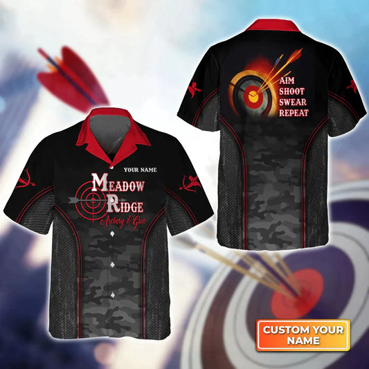 Archery Aim Shoot Swear Repeat 3D Hawaiian Shirt, Gift For Archer Sport Lovers, Gift For Archer HO4135
