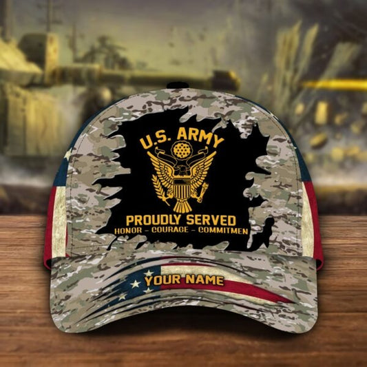 Personalized Veteran All Over Print Classic Cap, Premium Veteran 3D Honor Courage Baseball Cap CO0381