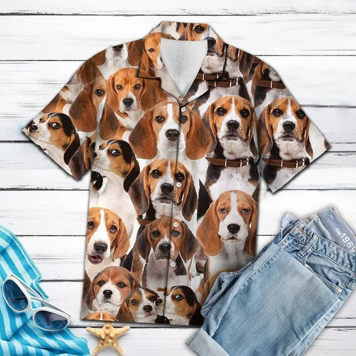 Awesome Beagle Dog Face Gift For Dog Lovers Hawaiian Shirt, Short Sleeve Hawaiian Aloha Shirt HO1706
