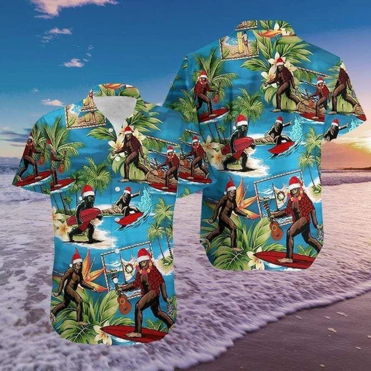 Awesome Christmas Santa Bigfoot Hawaiian Shirt HO1821