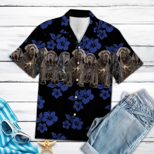 Awesome Neapolitan Mastiff Dog Group On Hibiscus Pattern Hawaiian Shirt HO1640