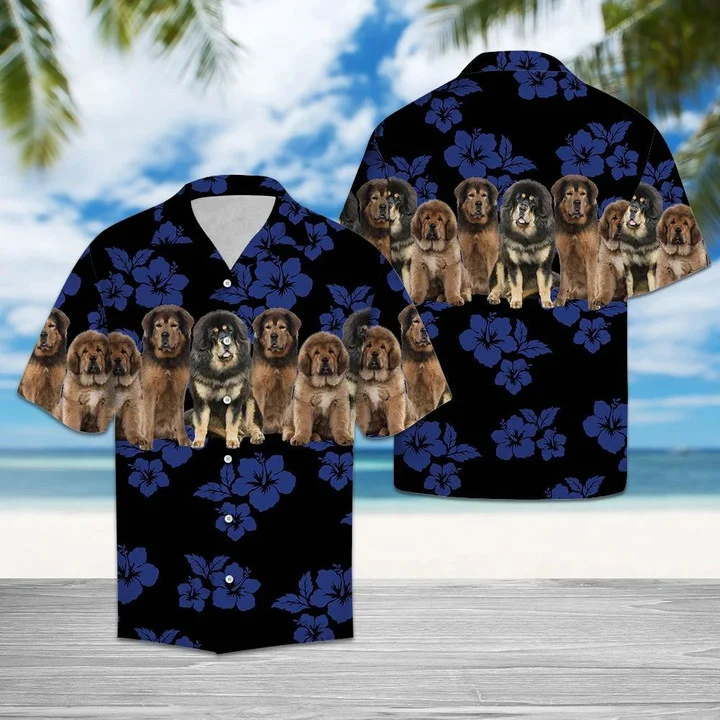 Awesome Tibetan Mastiff Dog Group On Hibiscus Hawaiian Shirt HO1783