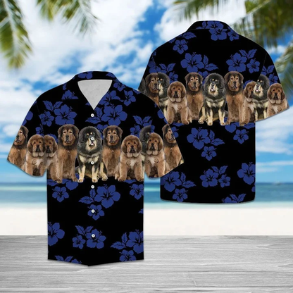 Awesome Tibetan Mastiff Dog Group On Hibiscus Hawaiian Shirt HO1783
