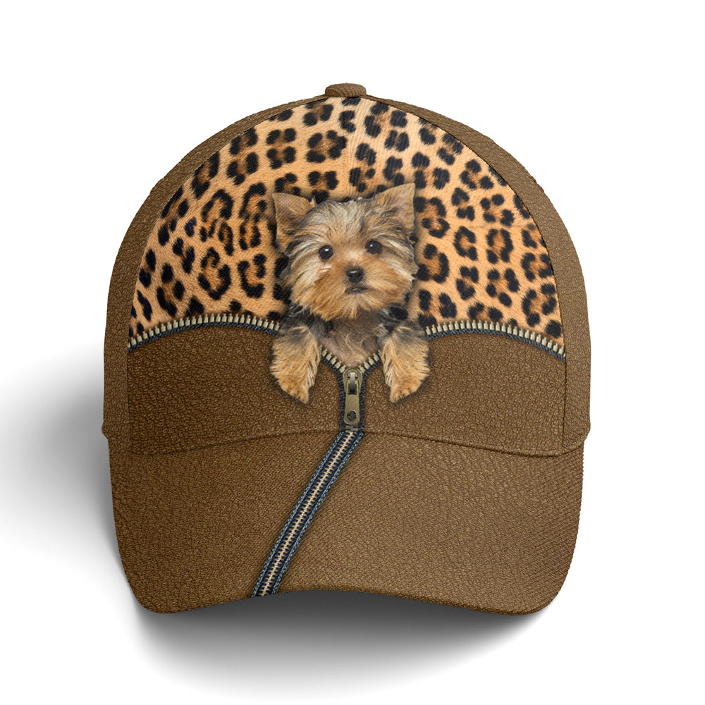 Yorkshire Dog Leopard Leather Style Baseball Cap Lasfour CO0700