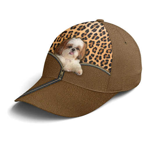 Shih Tzu Dog Leopard Leather Style Baseball Cap Lasfour CO0821