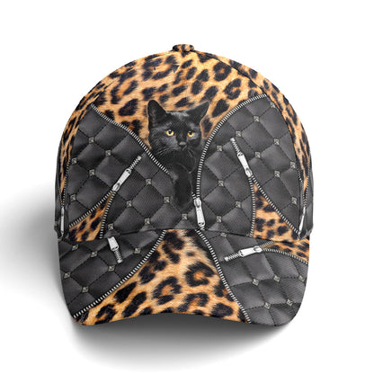 Cat Leopard Pattern Leather Style Baseball Cap Lasfour CO0937