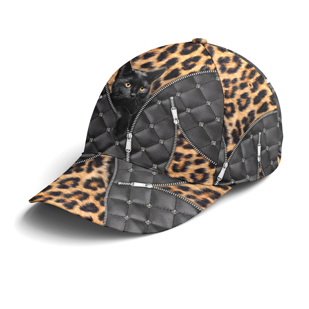 Cat Leopard Pattern Leather Style Baseball Cap Lasfour CO0937
