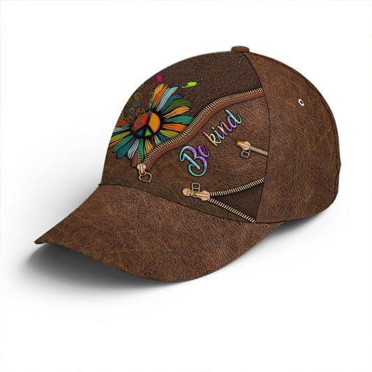 Be Kind Hippie Sunflower Leather Style Baseball Cap Lasfour CO0860