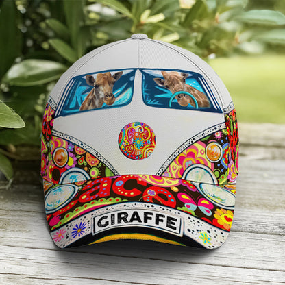 Giraffes On The Van Colorful Print Baseball Cap Lasfour CO0805