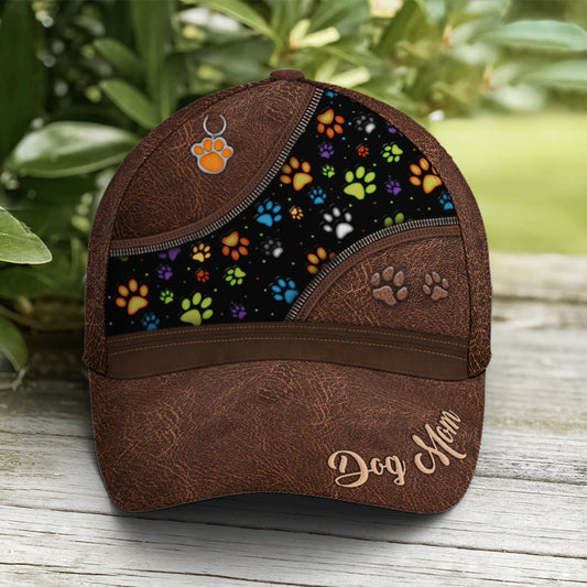 Dog Mom Dog Pawn Printed Leather Style Baseball Cap Lasfour CO0812