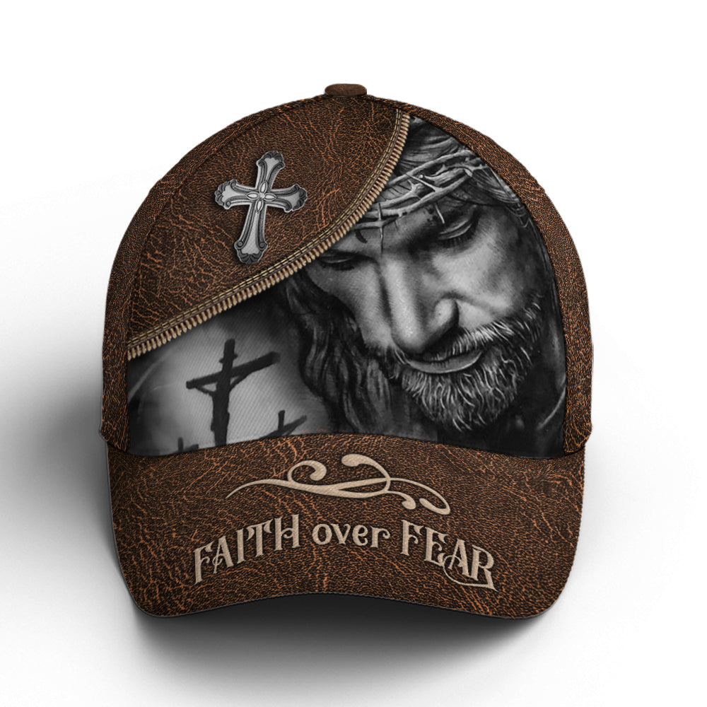 Classic Leather Style Faith Over Fear Baseball Cap Lasfour CO0968