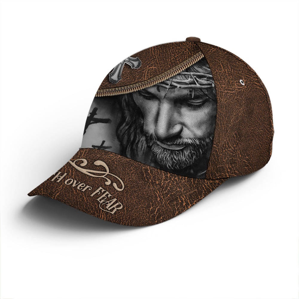 Classic Leather Style Faith Over Fear Baseball Cap Lasfour CO0968