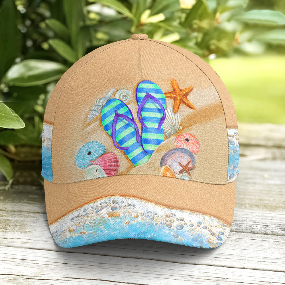 Flip Flop Beach Vector Art Baseball Cap Lasfour CO0790
