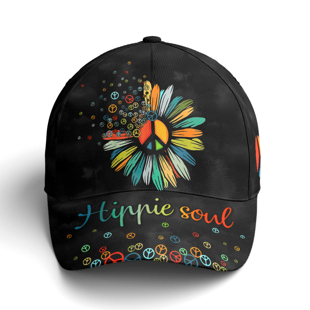 Hippie Soul Sunflower Black Baseball Cap Lasfour CO0691
